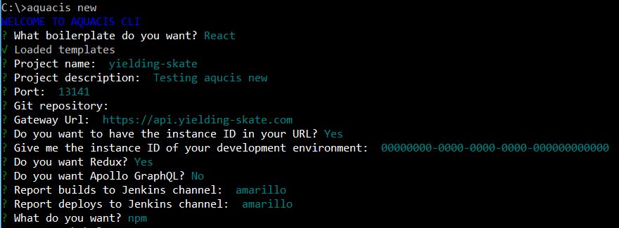 aquacis-cli new opciones react